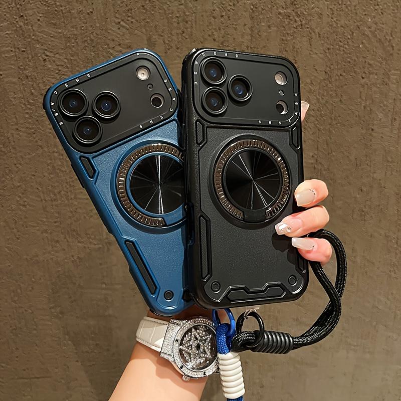 Phone Case: Three-in-one Shockproof and Anti-slip Stand Phone Case with Lanyard, Suitable for iPhone 15/15 Pro Max/16/16 Pro/16 Pro Max/16 Plus/17/17 Pro/17 Air/17 Pro Max. Detachable with a Lanyard for Hand Carrying, Rotatable Stand