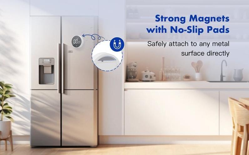 Magnetic Digital Kitchen Timer - Large Screen Loud Alarm Visual Timer for Baking, Gym & Seniors