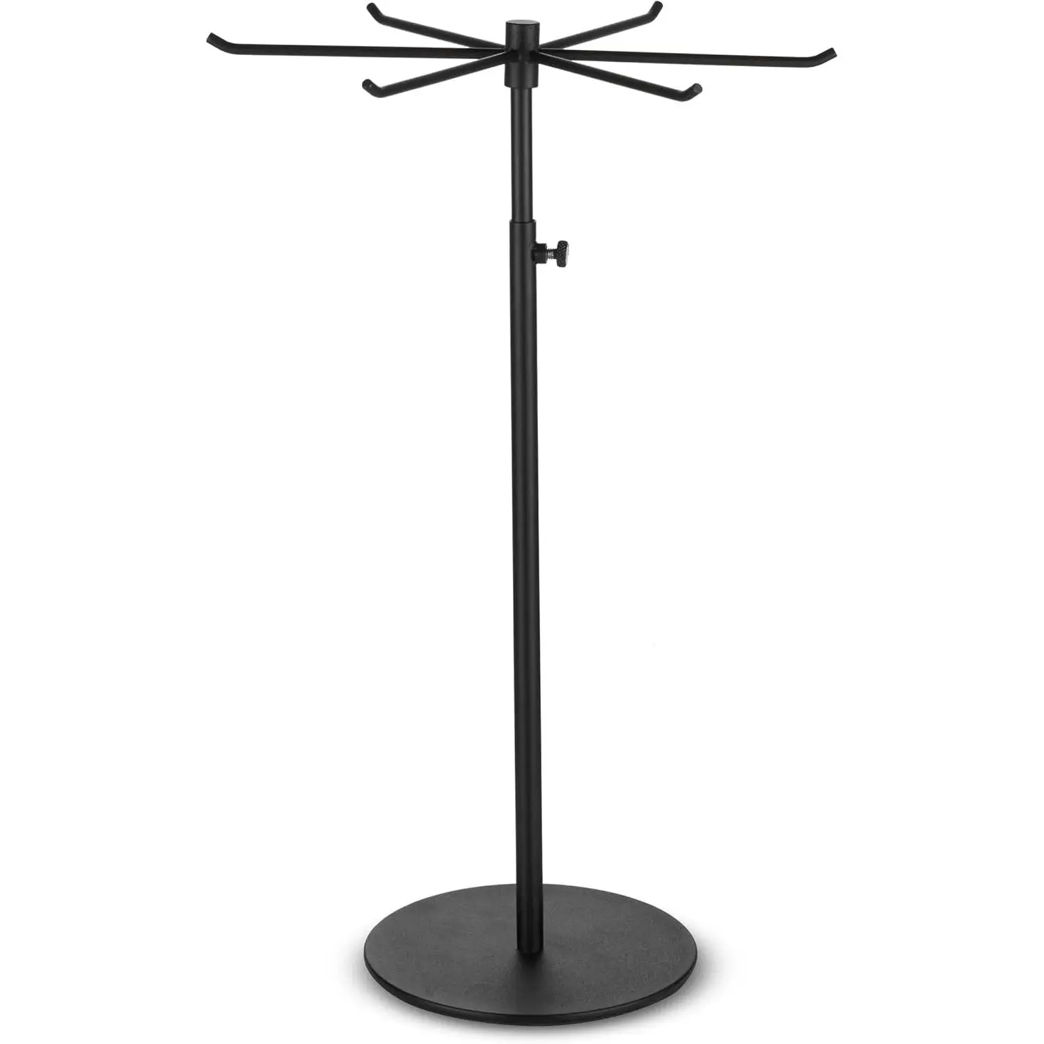 Rotating Keychain Display Stand - Height-adjustable Black Metal Jewelry Organizer - Long Necklace Display Stand with 6 Hook - Easy Clean, Scratch-resistant Display Racks for Craft Shows