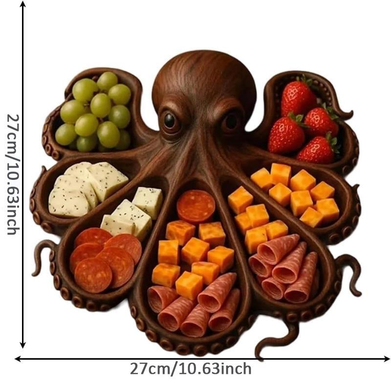 1 pc Octopus cooked food plate, Ocean-themed cheese bread board, novelty trays of cheese, meat, fruit and salad serving plates, and wooden trays designed by animals can add charm and features to any party. It is a unique gift.