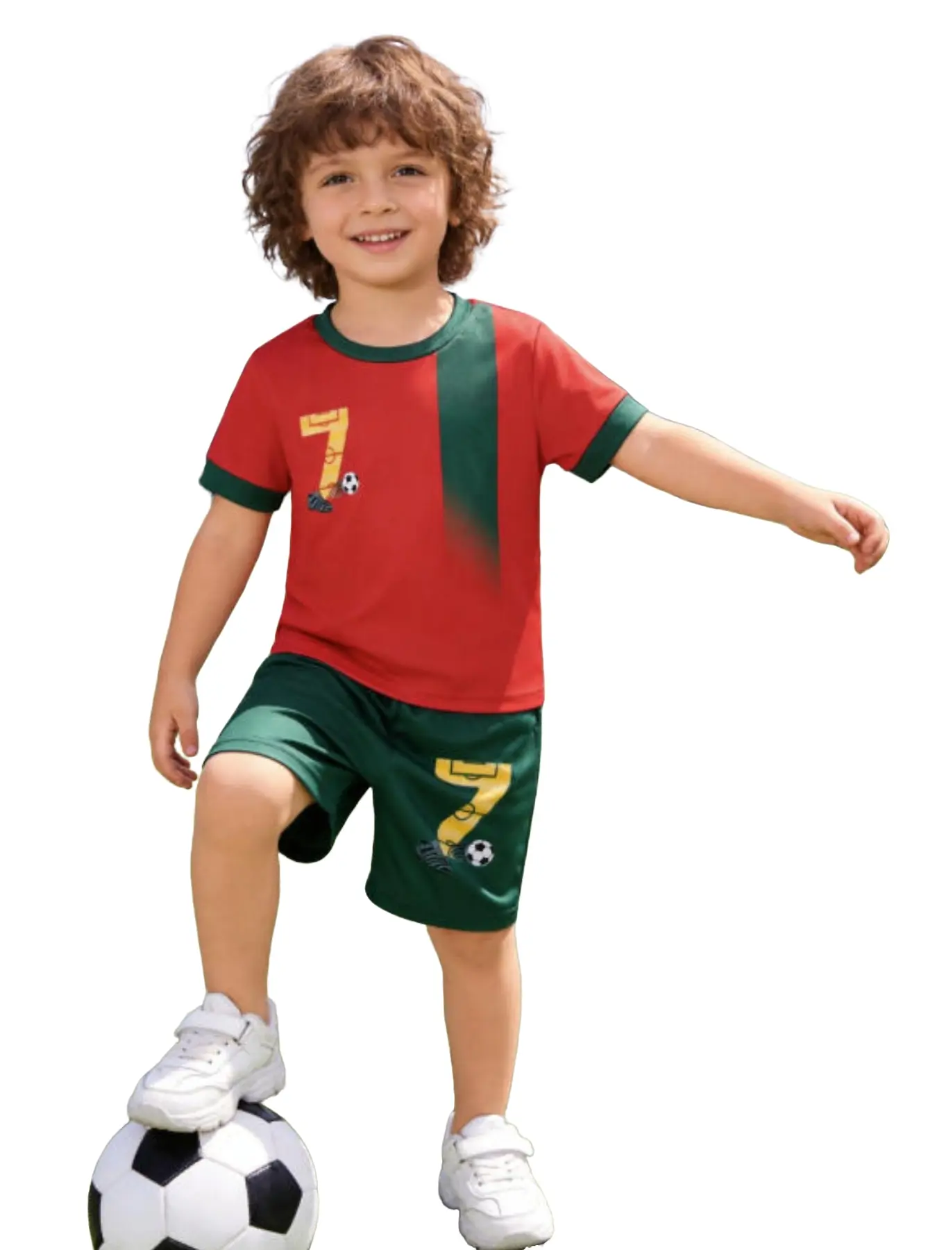 Boys' Summer Quick-Dry Fabric Short Sleeve Tee & Shorts Set for Football, Ideal for Outdoor Activities, Perfect Holiday Gift