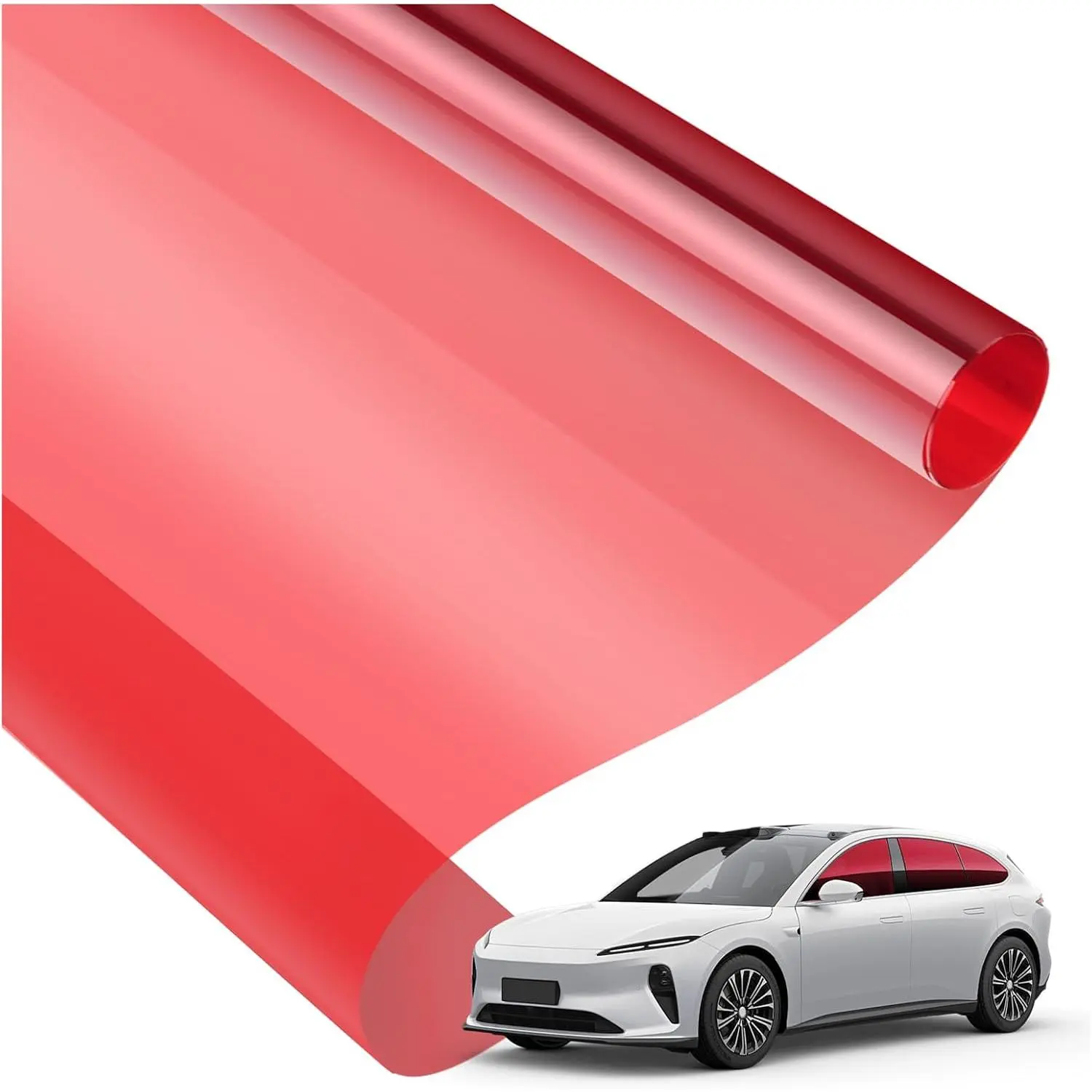23.62 * 15.74 Inch Colorful  Transparent Window Film,Cuttable  Window Tint Film for DIY  Windows Tinting & Decoration,Self-Adhesive Colored Windows Films for ,SUVs (Red)
