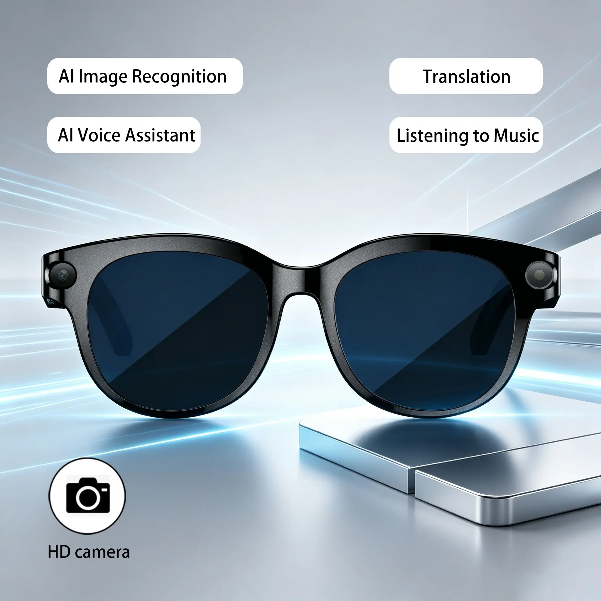 2026 New M89 Smart Camera Glasses, Camera Control, 290mah Battery, Chatgpt Real-Time Translation, Voice Assistant, Ai Image Recognition, Wi-Fi Transmission