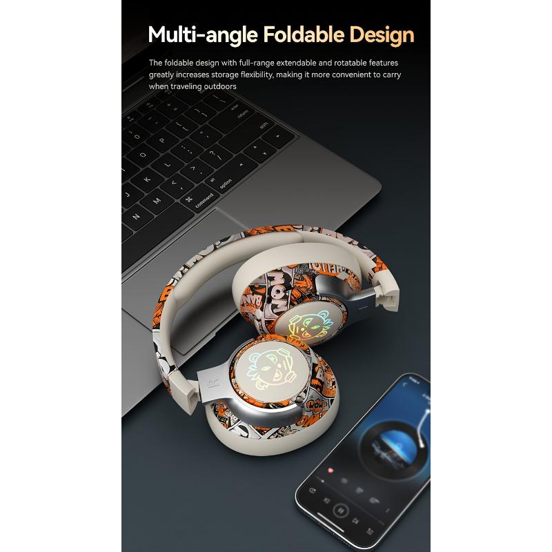 Wireless Gaming Headsets, 5.3 Generation, Wireless 360° Stereo, Light Folding Design, Noise-cancelling Microphone, Type-C Charging & USB-C Interface, Clear Call Music, Sports Music Compatible, Wireless Gaming Headset