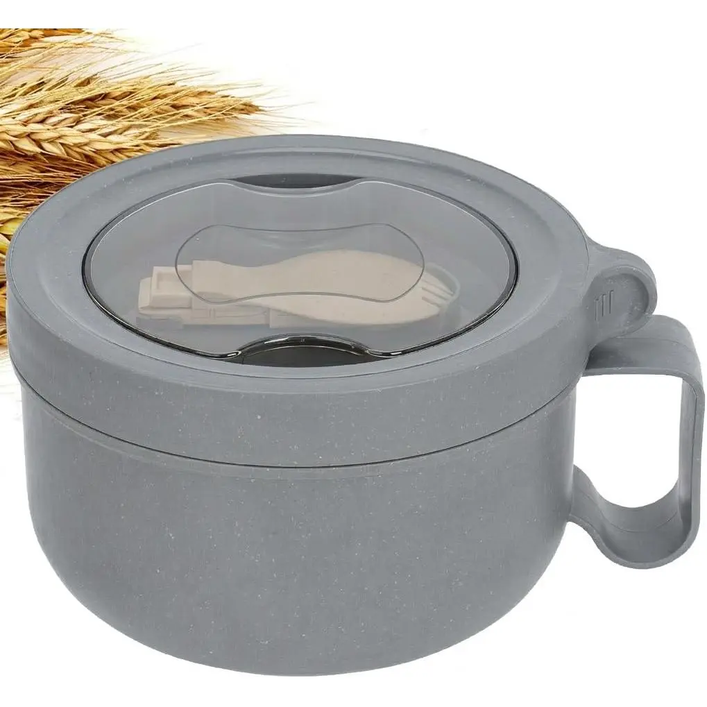 28 oz Soup Bowl with Handles, Microwave Ramen Bowl with Lid for Soup and  Noodles,Oatmeal, Gumbo, Salad, (Rock Grey)