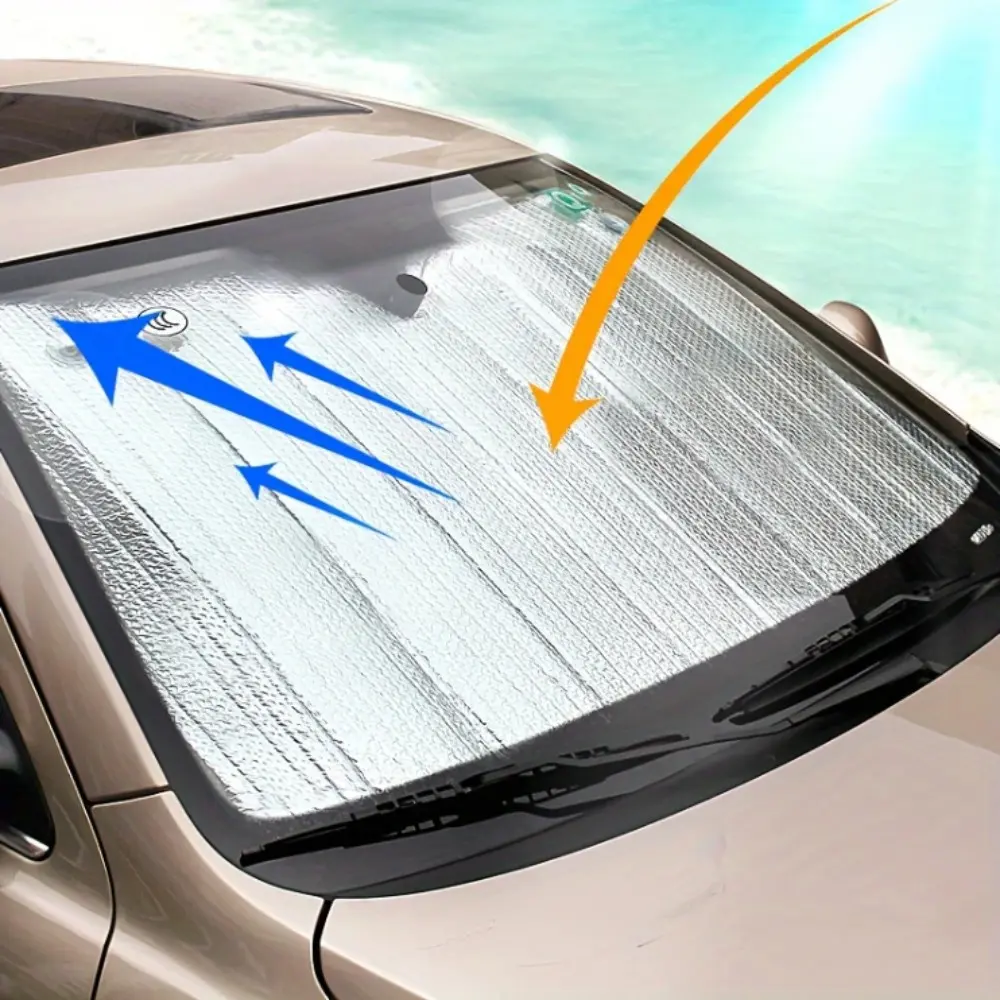 Foldable UV-Protective Heat-Insulated Carbon Windshield Protector for Cars – Easy Installation, Enhanced Summer Comfort, Sunshade with PE Material, Blocks Harmful Rays, Protects Vehicle Interior, Car Sunshade