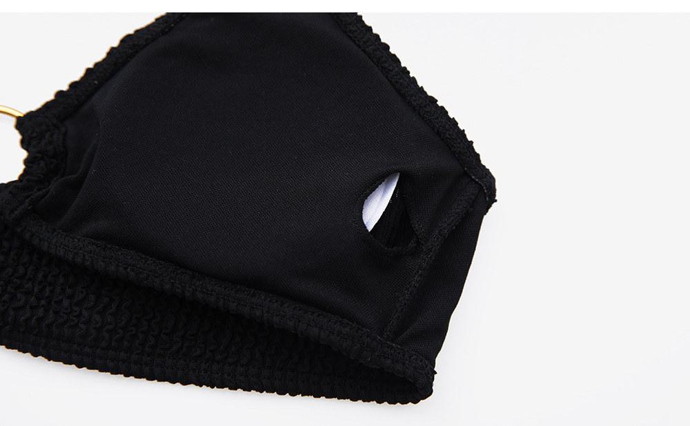 Women's Slim-Fit Solid Color Sexy Swimsuit Halter Neck Three-Piece Bikini