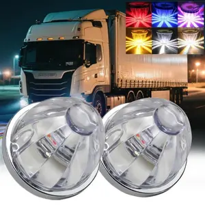 2PCS LED Trailer Lights Dual Color Watermelon Light Truck Side Marker Indicators Warning Lamp with Strobe Truck Side Lamp