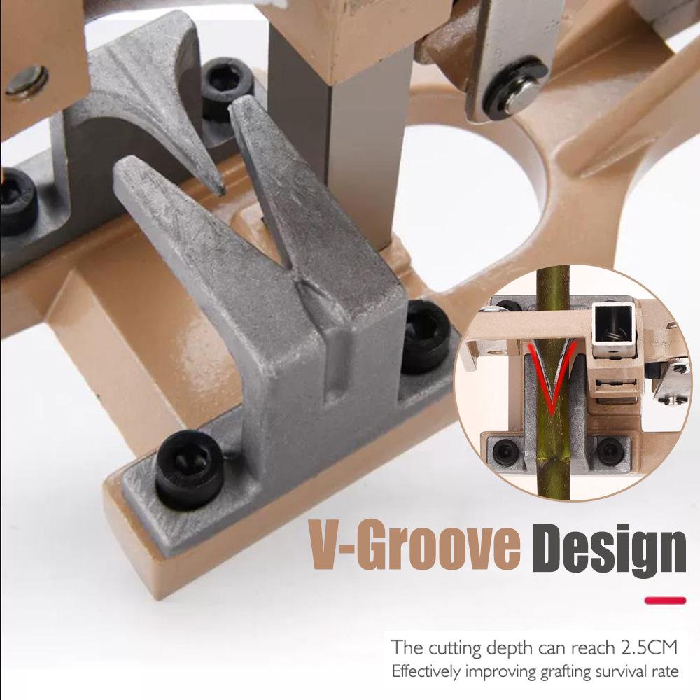 V-Cut Grafting Tool for Fruit Trees, SK5 Steel Grafting Pruner for 8-20mm Branches, Heavy Duty Aluminum Alloy Grafting Cutter with Spring Handle