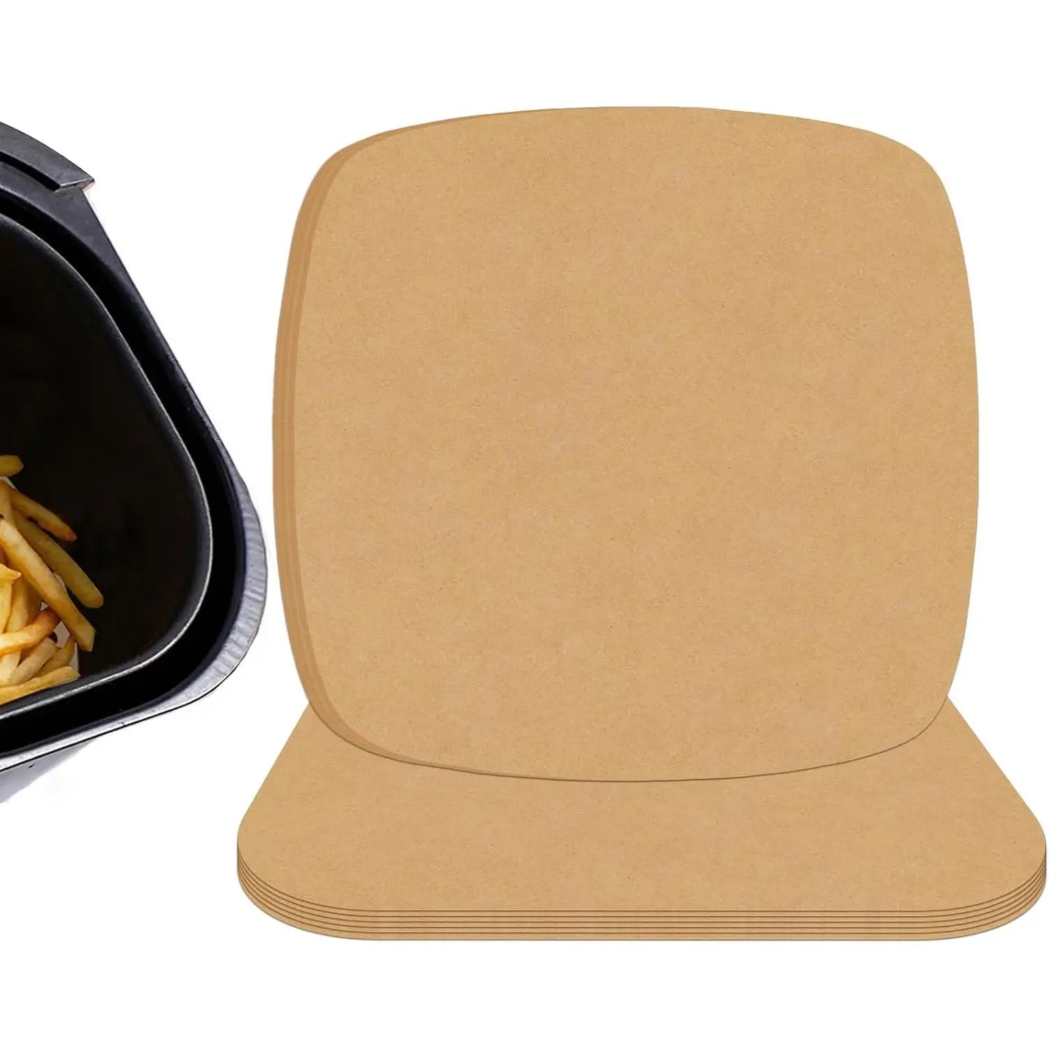 Paper Sheets Air Fryer Liners 6 Inch 100 Count | Unbleached Non-Stick Paper; Disposable And Durable; For Grilling, Wrapping, Air Fryer, Steamer, Microwave, Toaster Oven
