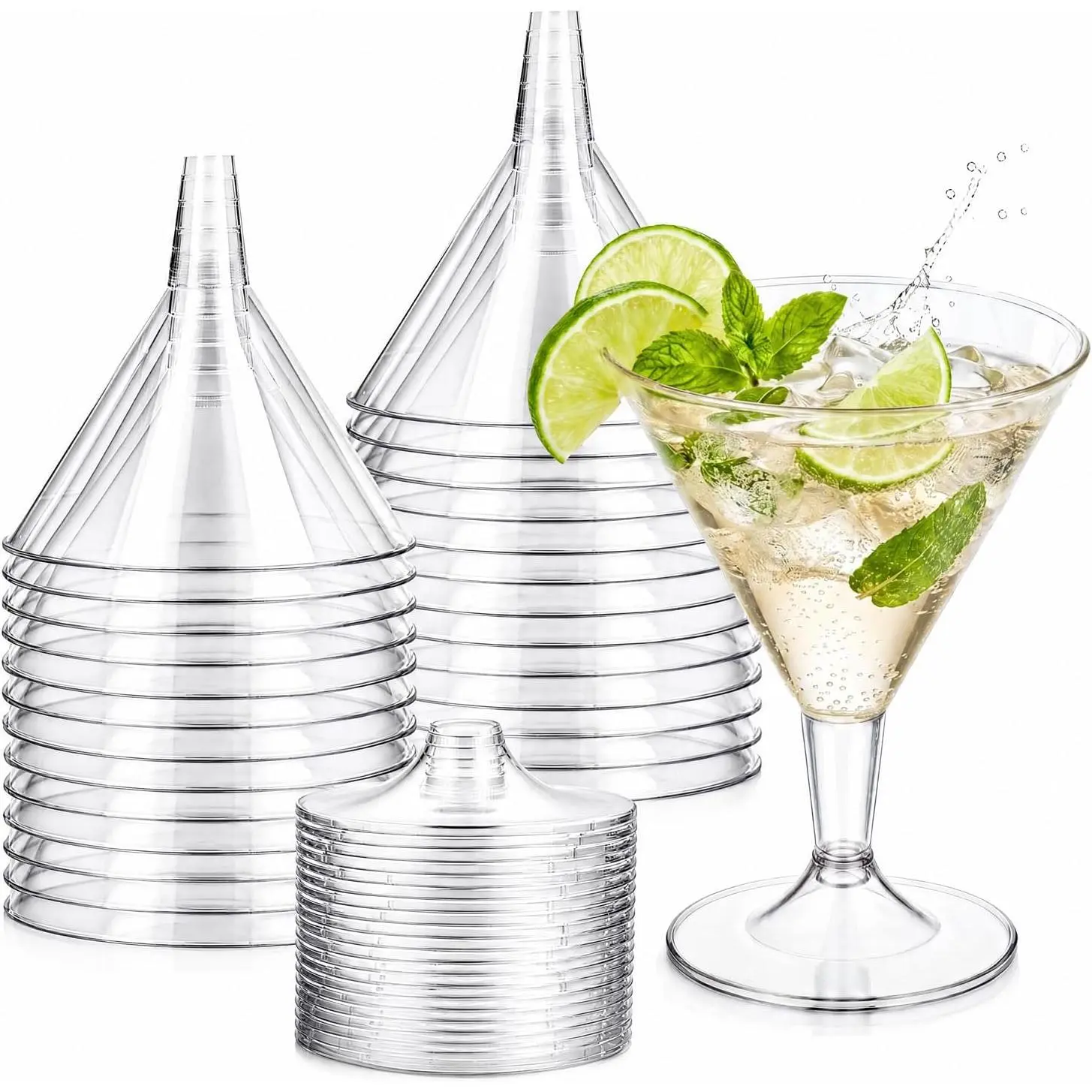 24 Pack Clear Plastic Martini Glasses - 6.25oz Disposable  Glasses - Plastic Margarita Glasses  for Wedding & Party & Summer Party