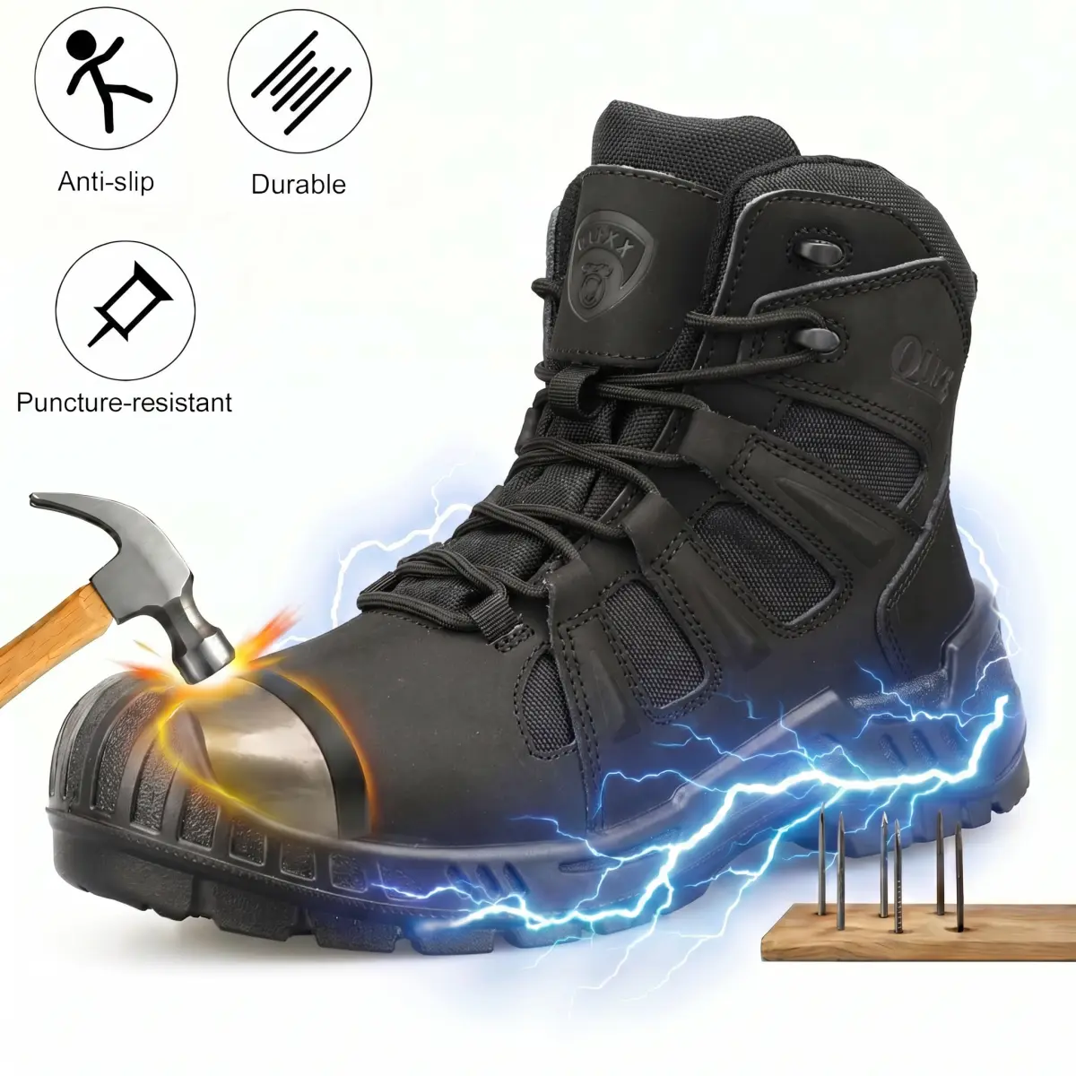 Men's Waterproof Composite Toe Work Boots, 6 Inch Safety Boot, Slip-Resistant Outsole, Metal Free, ASTM F2413-18 Rated Men's safety shoes can be worn daily as regular work boots.