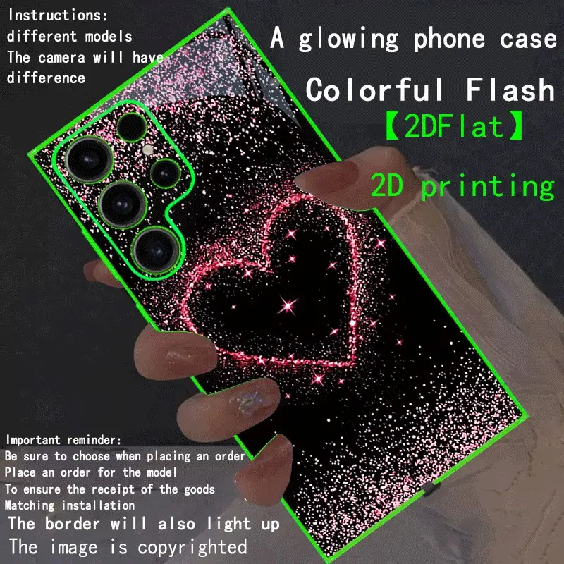 New Glowing Luminous Phone Case, Acrylic Back Cover for Galaxy S26 Ultra to A15 5g, Colorful Smart LED Protective Cover, Protective Casing, Unique Design for Daily Use