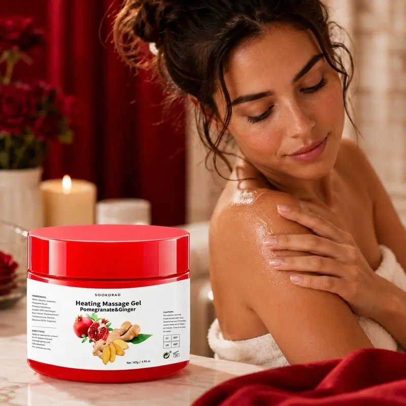 Heating Massage Gel, Pomegranate Ginger, Warm Body Sensation, Gentle Massage, Easy Absorb, 140g