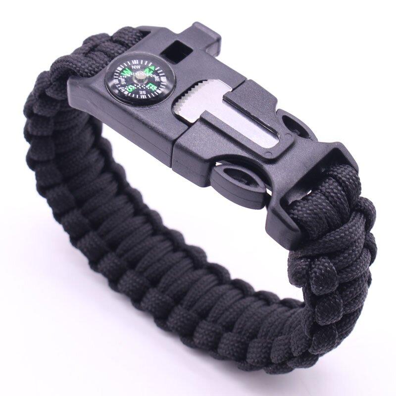 Survival Bracelet Paracord Rod Compass Metal Double Buckle Outdoor Tactical Umbrella Rope Efficient Compass Precise Pointing Quick Positioning