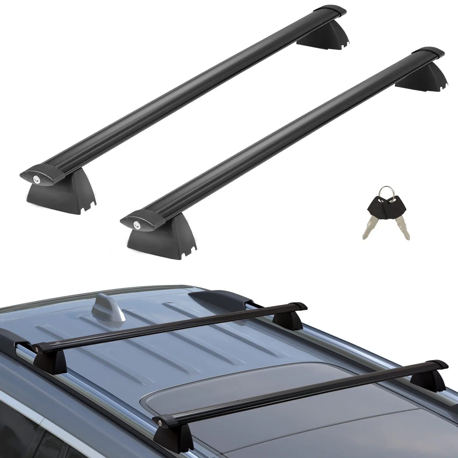 【DealsForYouDays】VEVOR Roof Rack Cross Bars, Compatible with 2011-2021 Jeep Grand Cherokee with Grooved Side Rails, 200lbs Load Capacity, Aluminum Crossbars with Locks, for Rooftop Cargo Carrier Bag Luggage Kayak Bike