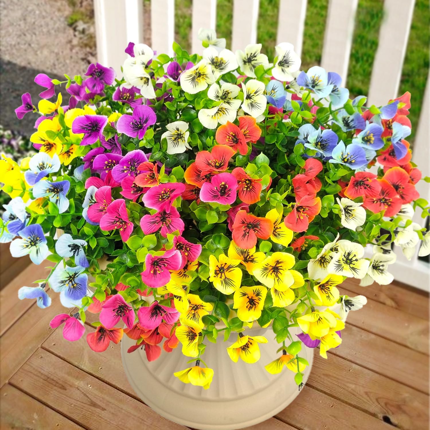 Artificial Pansy Flower, 12pcs/set Fake Silk Pansy, Faux Plastic Plants for Home Outside Garden Planter Front Door Porch Yard Patio Decor, Ornaments