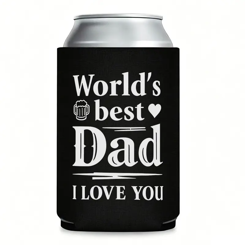 "World's Best Dad I Love You" Insulated Can Cooler Koozie | Thermocooler for 12 oz Cans | Heartfelt Father's Day Gift, Funny Party Favor for Dads, Birthdays & BBQ