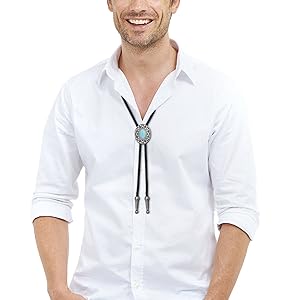 Jstyle 6 Pcs Leather Bolo Tie Turquoise Handmade Round Shape Western Cowboy Native American Bola Tie for Men Women Jstyle 6 Pcs Leather Bolo Tie Turquoise Handmade Round Shape Western Cowboy Native American Bola Tie for Men Women