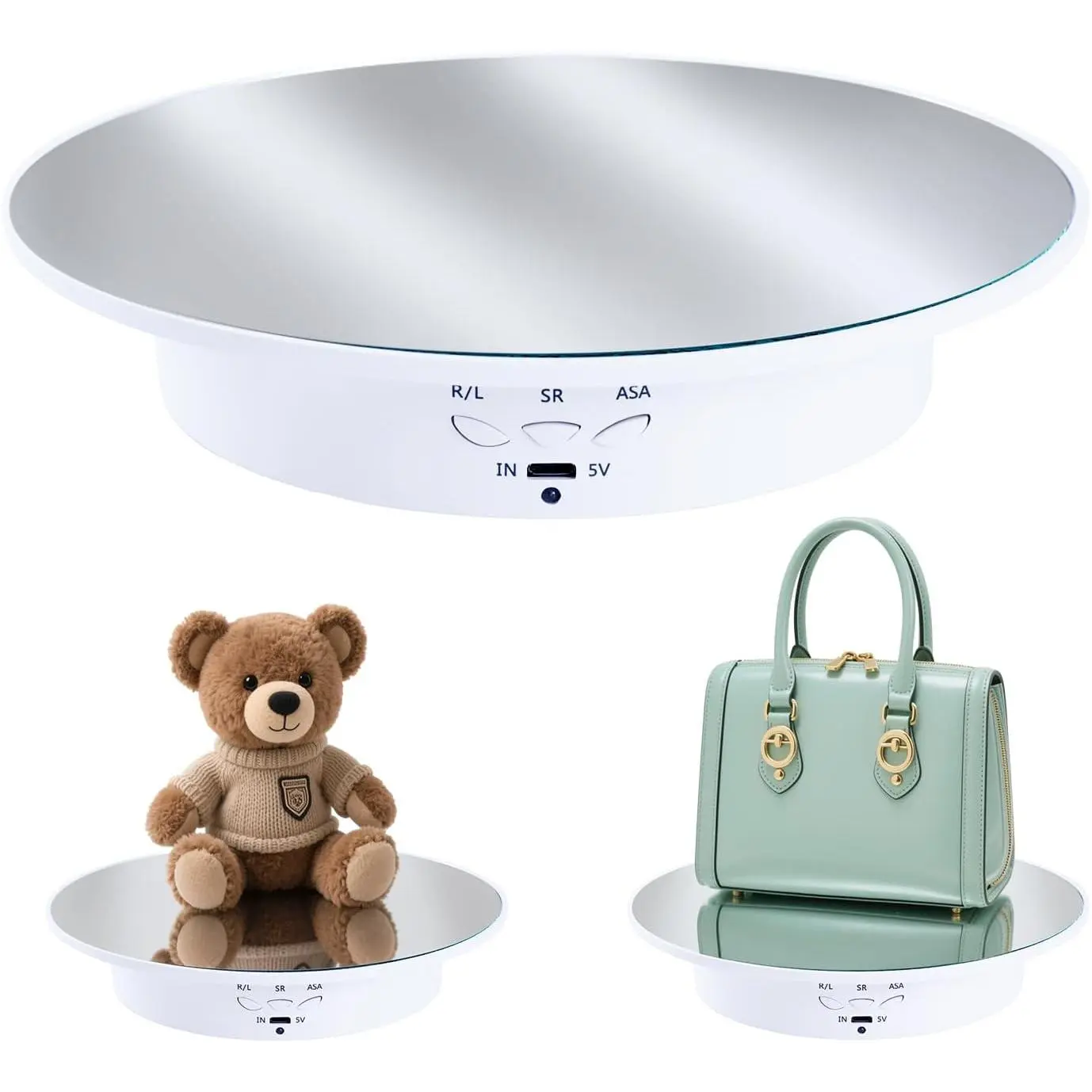 Rotating Display Stand Turntable Stand Spinning Stand for Product Shows White,7.87inch /17.6lbs Max Load,White Round