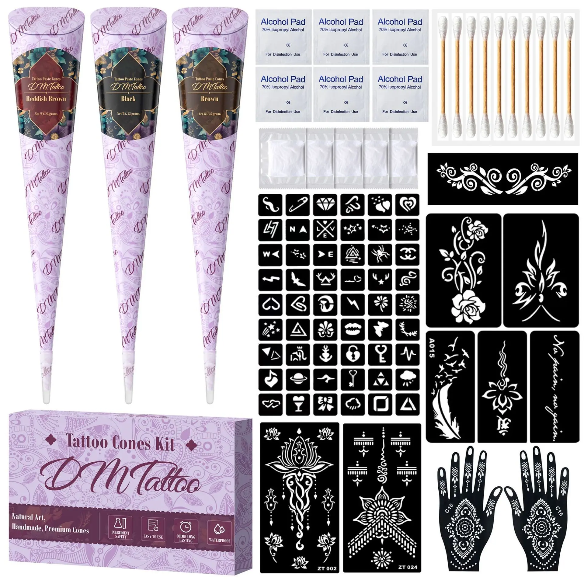Hand-Painted Temporary Tattoo Paste Set, Plant-Based, Waterproof Body Paint & Body Makeup, Ephemeral Tattoos, Fake Tattoos, Arm Temporary Tattoos