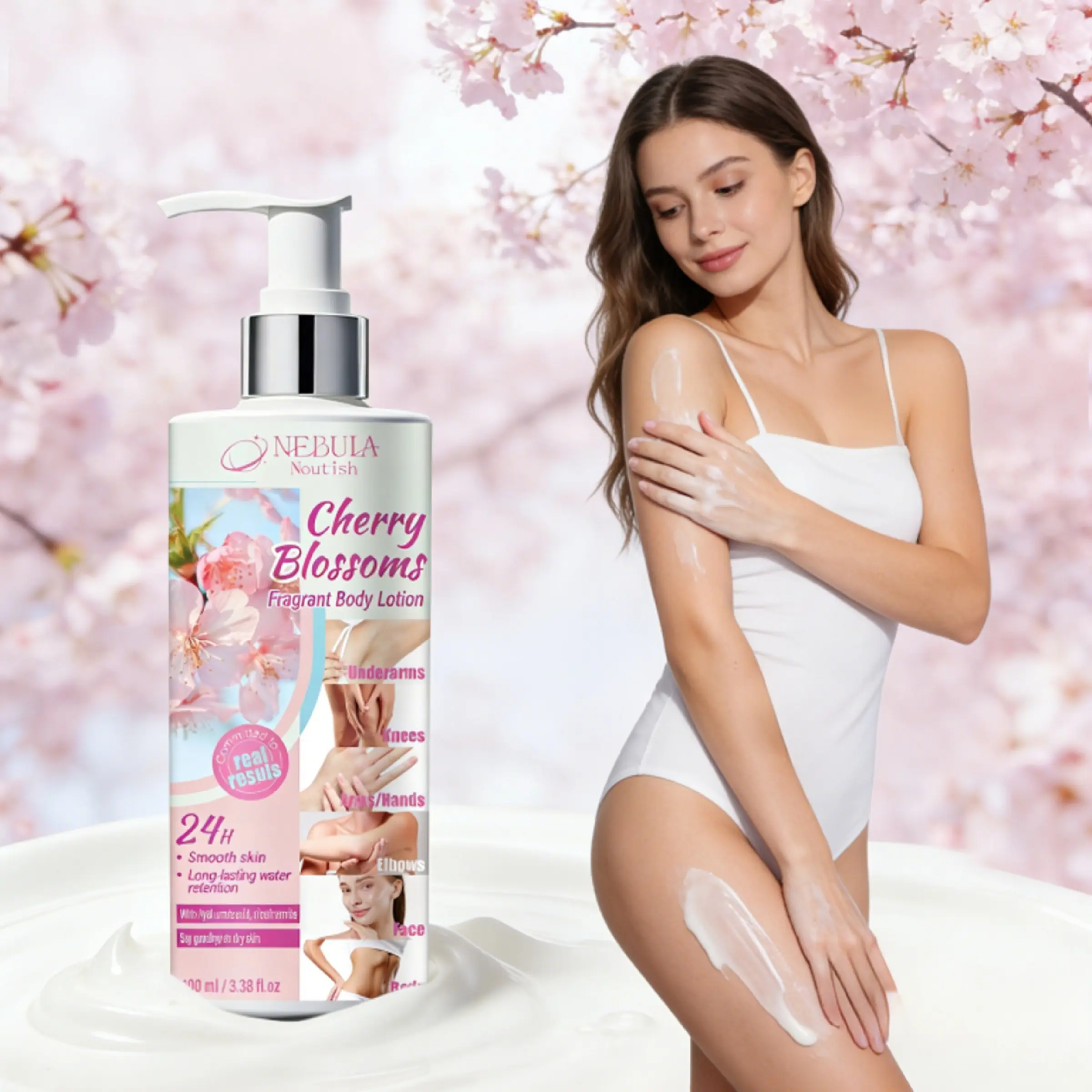 Nebula Sakura Full Body Lotion, 100ML, Hyaluronic Acid & Niacinamide, Moisture Lock, Smooth Skin, Anti-Dry, Best Body Care Choice