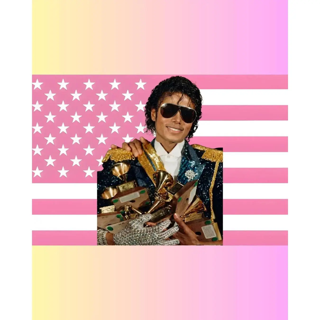 Michael Jackson Music Tribute Wall Tapestry - Pink USA Flag Room Decor with Vibrant Print, King of Pop Vintage Singer Wall Art, Bedroom Wall Decor, One-Piece