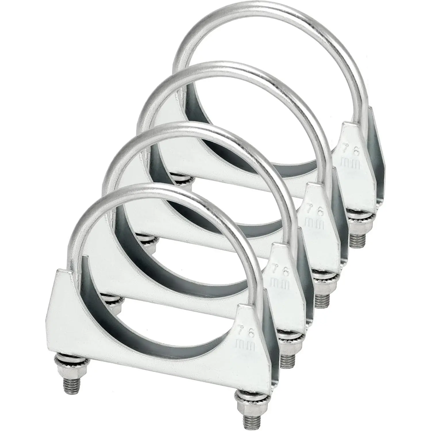 U-Bolt Muffler Tip Exhaust Hook 4 Pack - 3" OD Universal Silencer Exhaust Clip, Heavy Duty Steel Exhaust Pipe Clamp for Most Vehicles