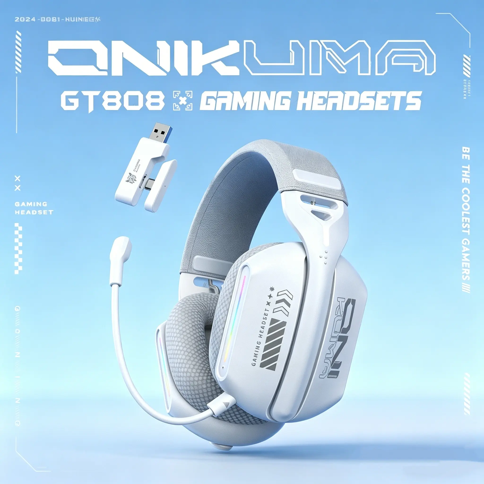 Wireless Gaming Headset with Detachable HD Mic, Compatible with Ps5/4 and PC, Computer Headset, Headphones For Pc, Long Battery Life, Low Latency, 2.4 GHz / Wireless 5.3/ Wired Connection, Comfortable to wear