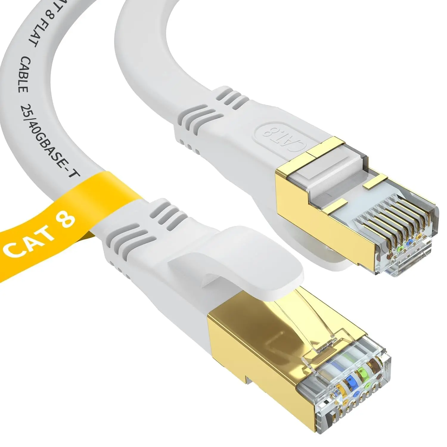 8 Ethernet  6 FT, Outdoor&Indoor High Speed Heavy Duty Network LAN Internet ,SFTP  Plated RJ45 40Gbps 2000Mhz Patch Cord, for Modem/Router/Gaming, Than Cat7/Cat6/Cat5-White