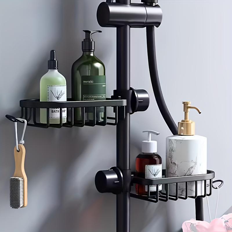 2-Pack Space-Saving Wall-Mounted Shower Caddy - Heavy-Duty Aluminum Storage Rack for Bathroom and Kitchen with Multiple Hooks, Modern Stylish Design, Shelf, Shower Organizer, Rust-Proof Material