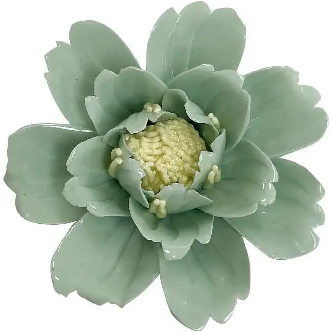 Light Green,Peony,3.54",Ceramic Flower Wall Art, Artificial Flower Wall Sculpture, Handcrafted 3D Hanging Porcelain Flowers,3D Wall Hanging Decor,Porcelain Flower Wall Décor for Home
