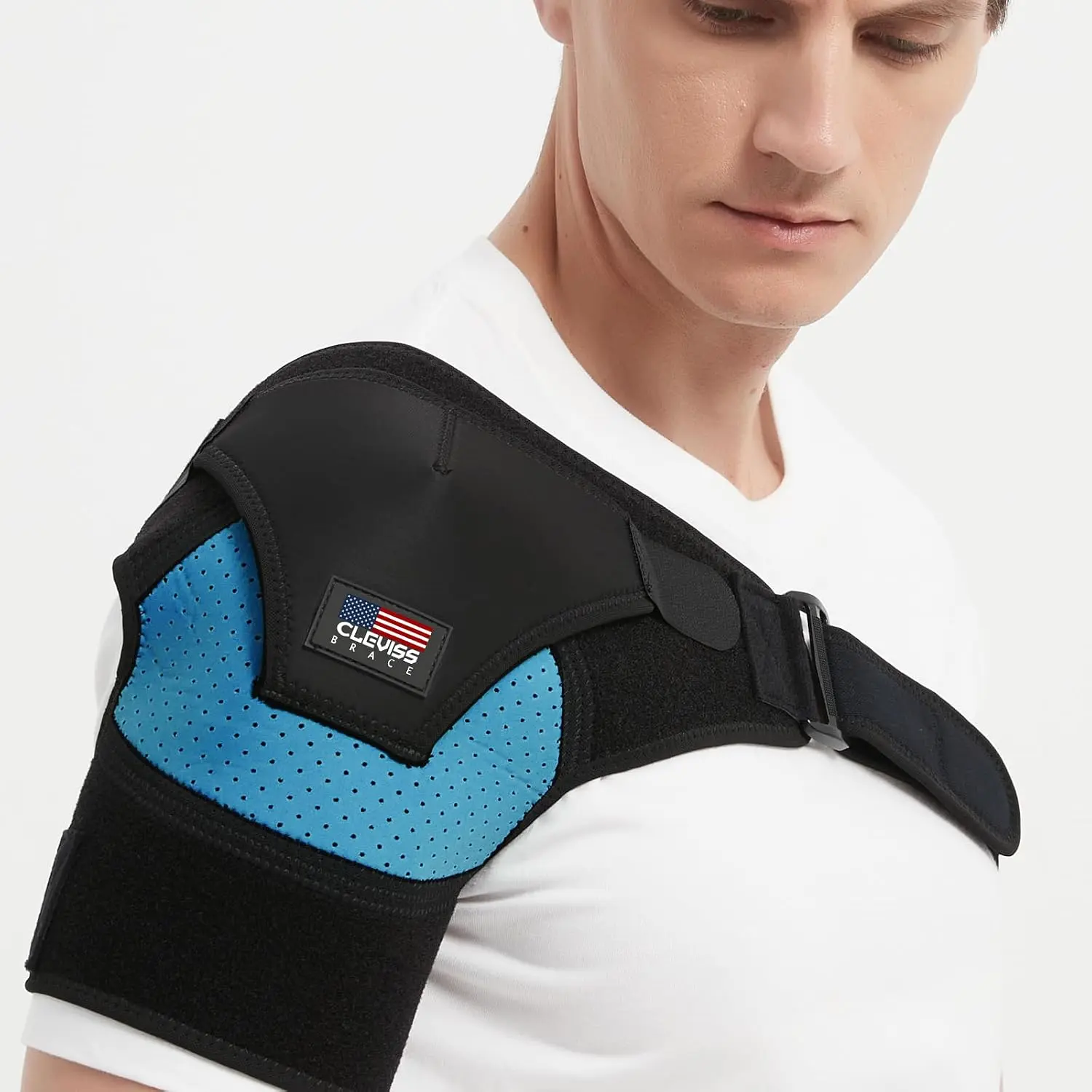 Shoulder Brace for Men and Women Rotator Cuff - for Bursitis, Dislocated AC Joint, Labrum Tear, Tendonitis,Neoprene Compression Support Sleeve (Blue S-M)