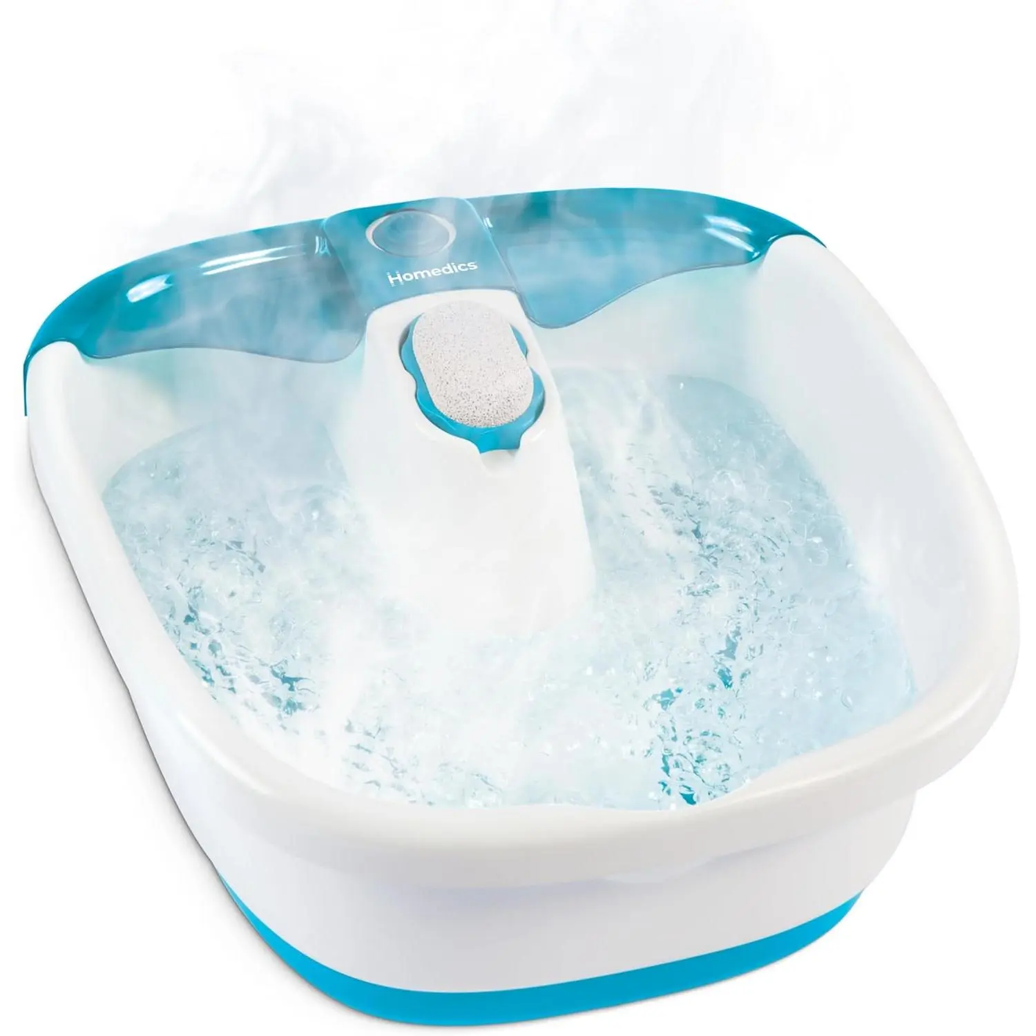 Heated Bubble Mate Foot Spa - Toe-Controlled Foot Bath with Invigorating Splash Guard, Raised Massage Nodes and Removable Pumice Stone