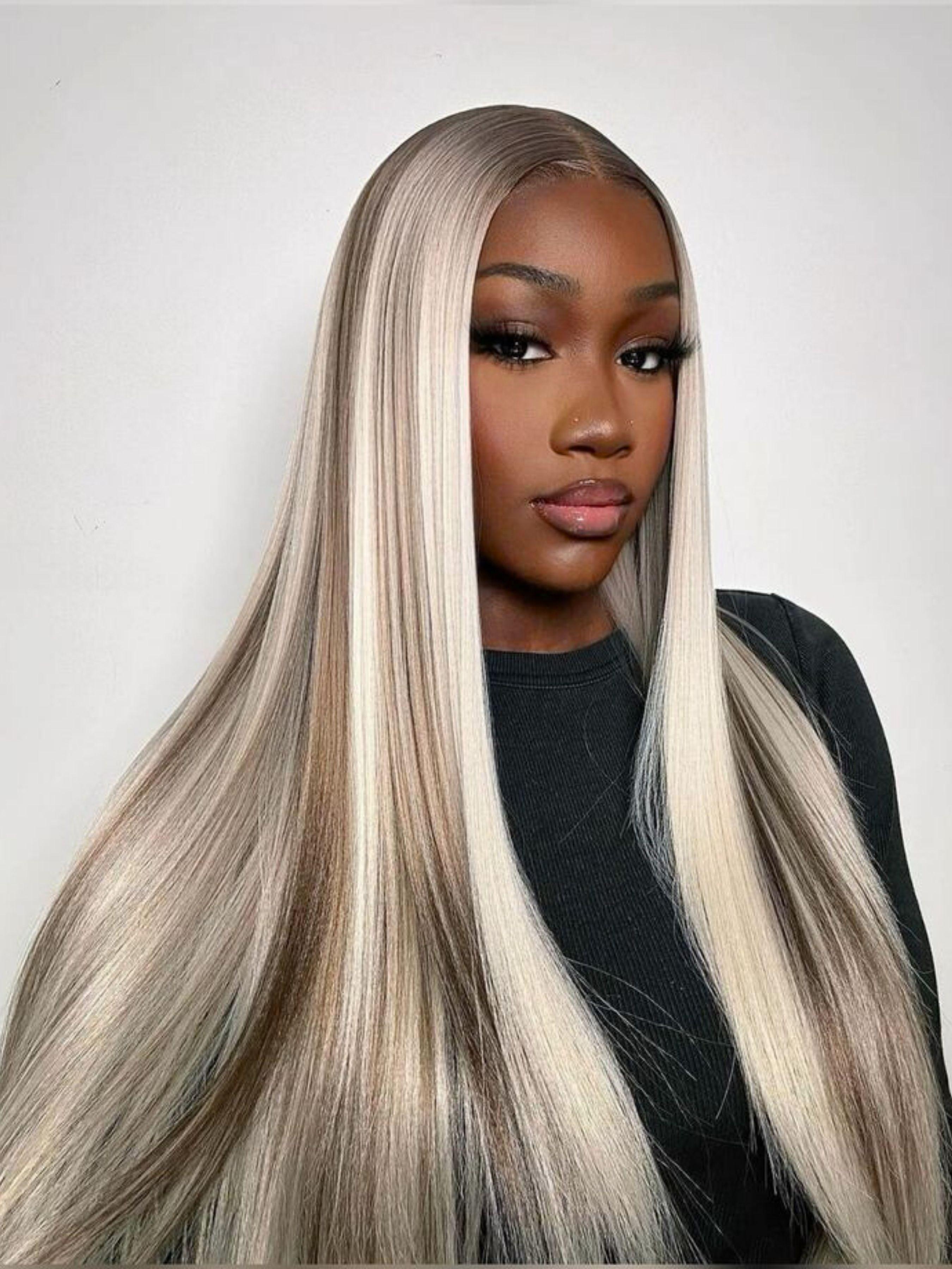 Long Straight Wigs for Women, Gorgeous Fashion Fluffy Wigs without Bangs, Synthetic Hair Wig, Synthetic Lace Front Wigs for Party, Daily Use, Glueless Frontal Wig