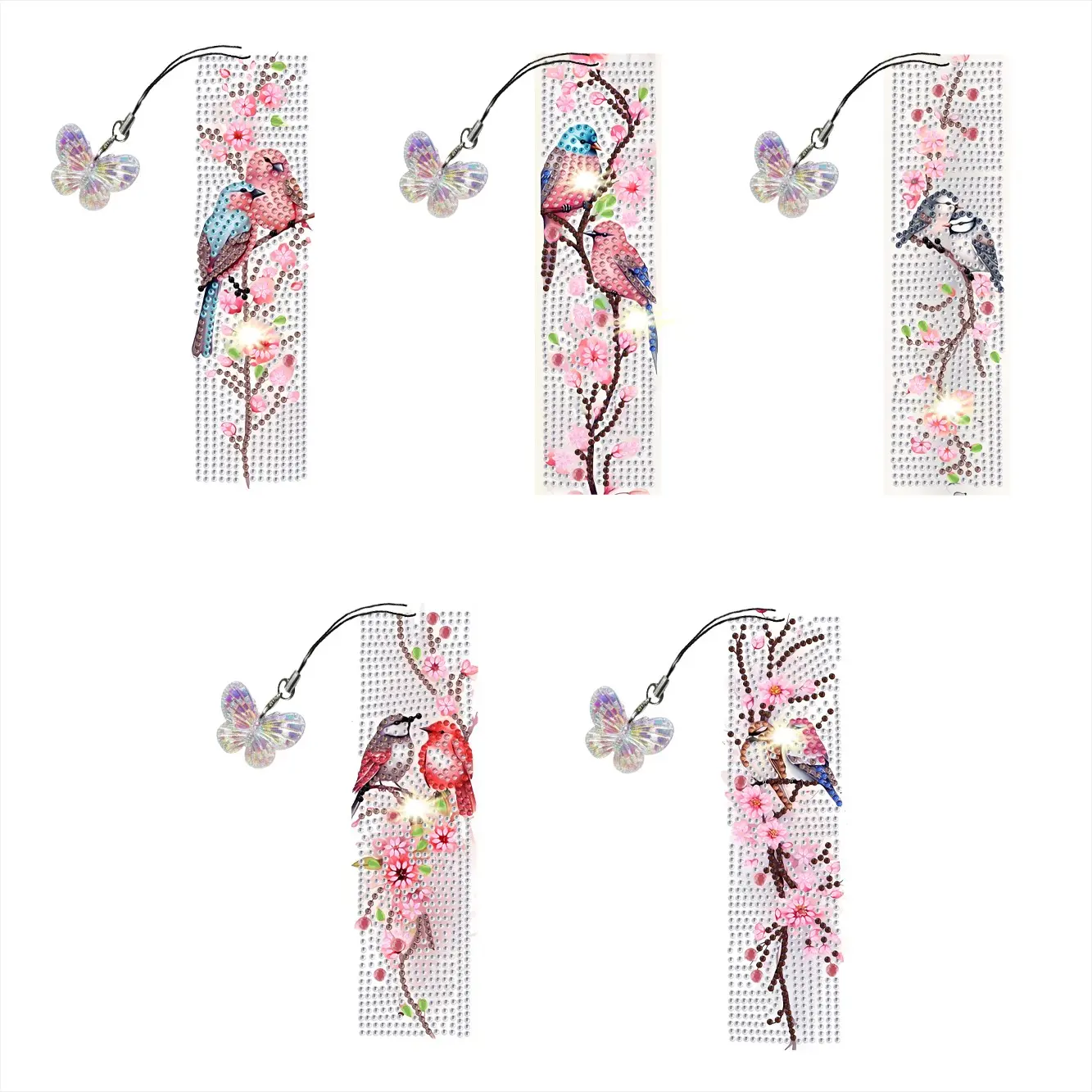 5-piece DIY bookmark diamond painting kit art PET single-sided crystal rhinestone book notes Book Accessories 5D diamond painting bookmark kit, suitable for school season and Thanksgiving gifts