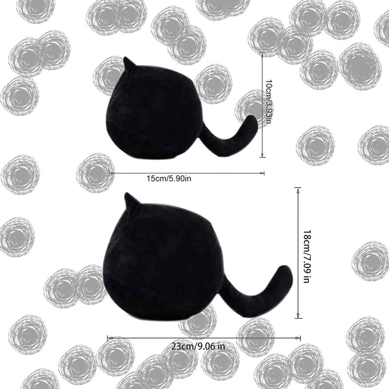 Black Cat Plush Toy, Soft Stuffed Decoration, Children's Companion Comfort Toy, Soft Stuffed Animal, Gift for Her, Men's Gift