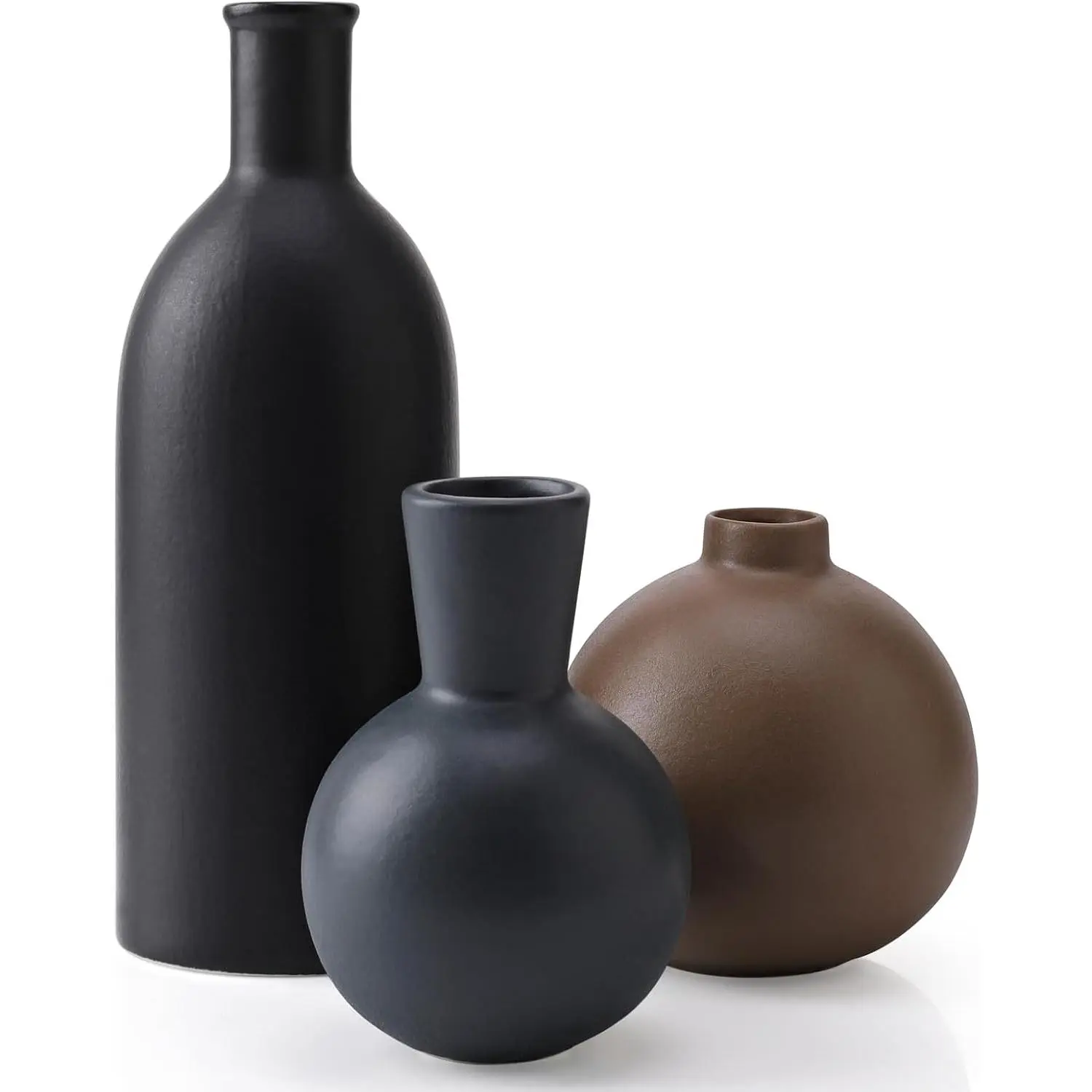 Small Ceramic Vase Set of 3, Boho Modern Flower Vase Room Decor,  Decor, Vases for Your Kitchen, Bathroom, Bedroom, Living Room, Office&Shelf Centerpiece Table Decorations Multicolor - 346