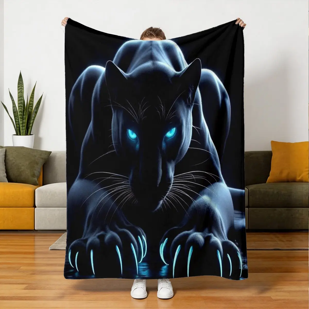 Panther Flannel Blanket, Soft and Skin-Friendly, Warm, Suitable for Sofa, Bedroom, Nap, Multi-Scene Use, Cozy and Comfortable