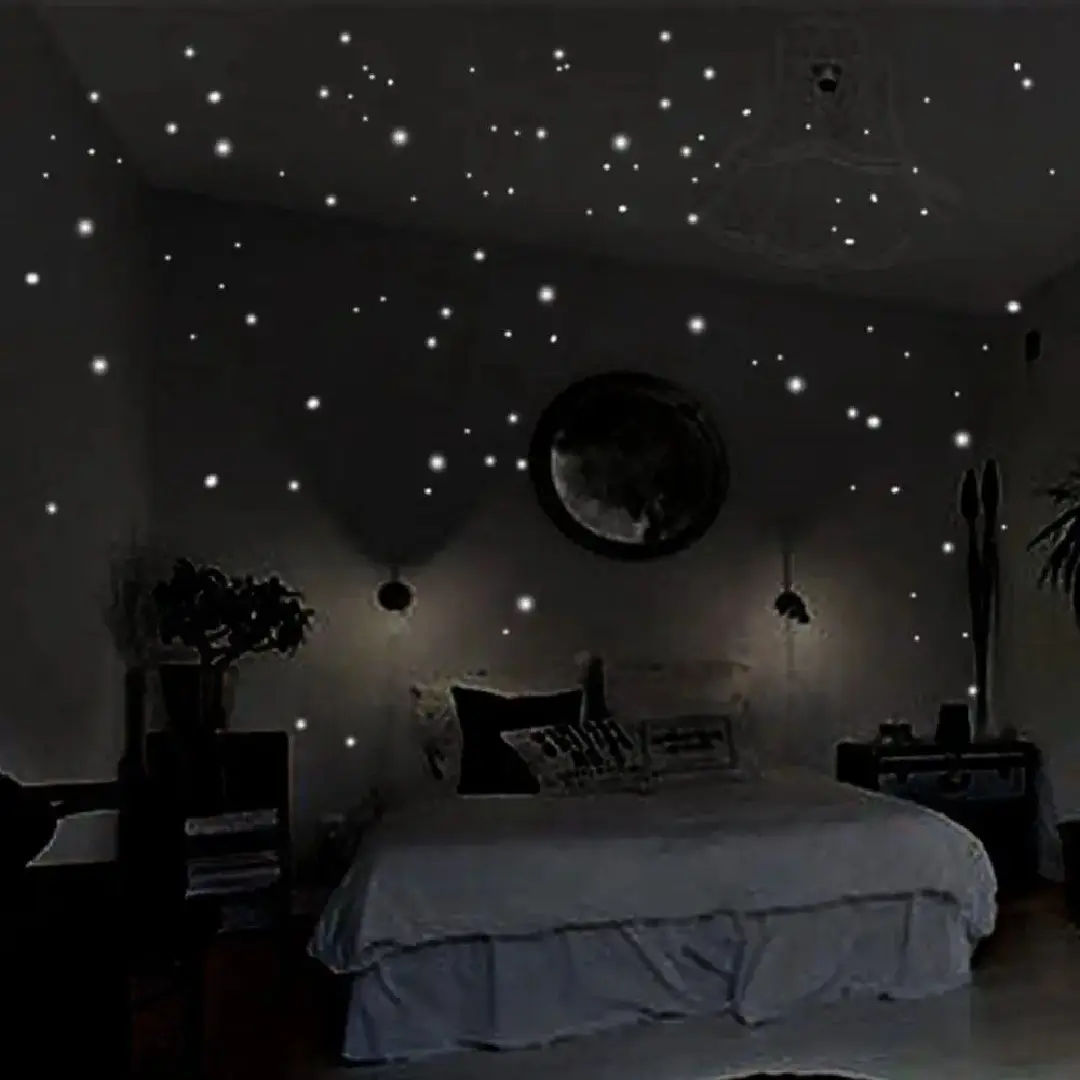Luminous Dot Wall Stickers, Ceiling Starry Sky Top, Luminous Star Wall Stickers, Creative Room Decor, Fluorescent Design, Glow In The Dark