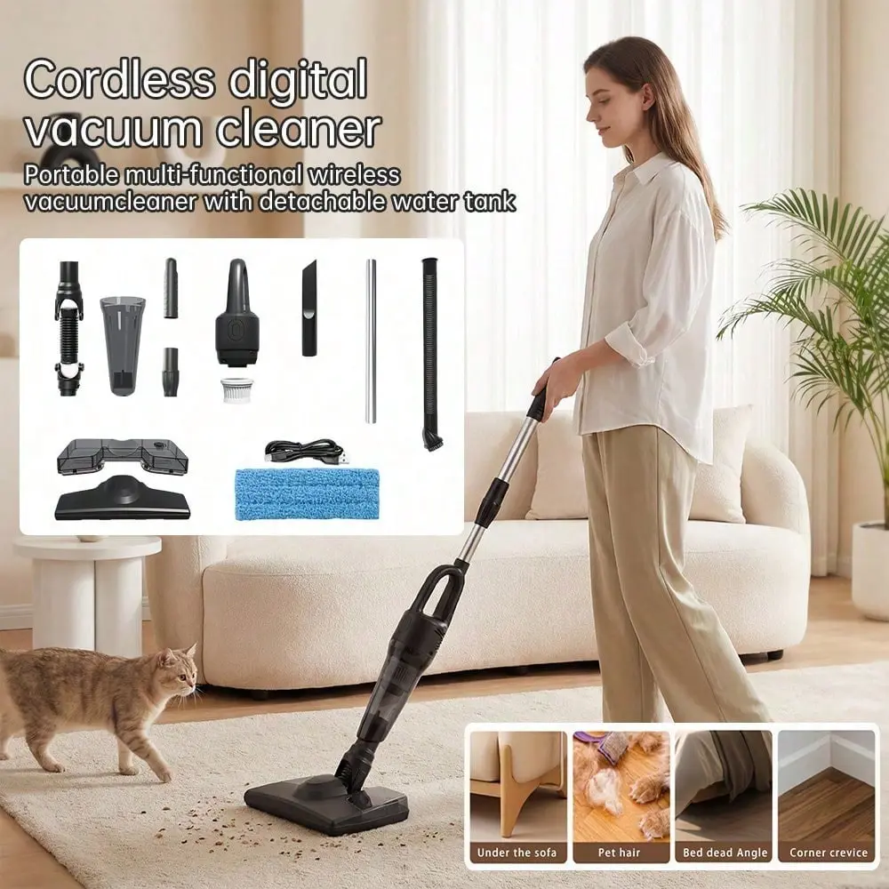 High-Power Portable Battery Powered Vacuum Cleaner, Handheld Wireless Design, Strong Suction, Home & Car Vacuum, Compact and Convenient