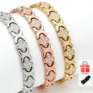 Copper Bracelets for Women Pure Copper Magnetic Bracelet with 3500 Gauss Effective Magnets Trendy Stack Bangle Stretch Bangle Modern Fashion Accessories Jewelry Gift.Lucky Four-Leaf Clover Bracelet .