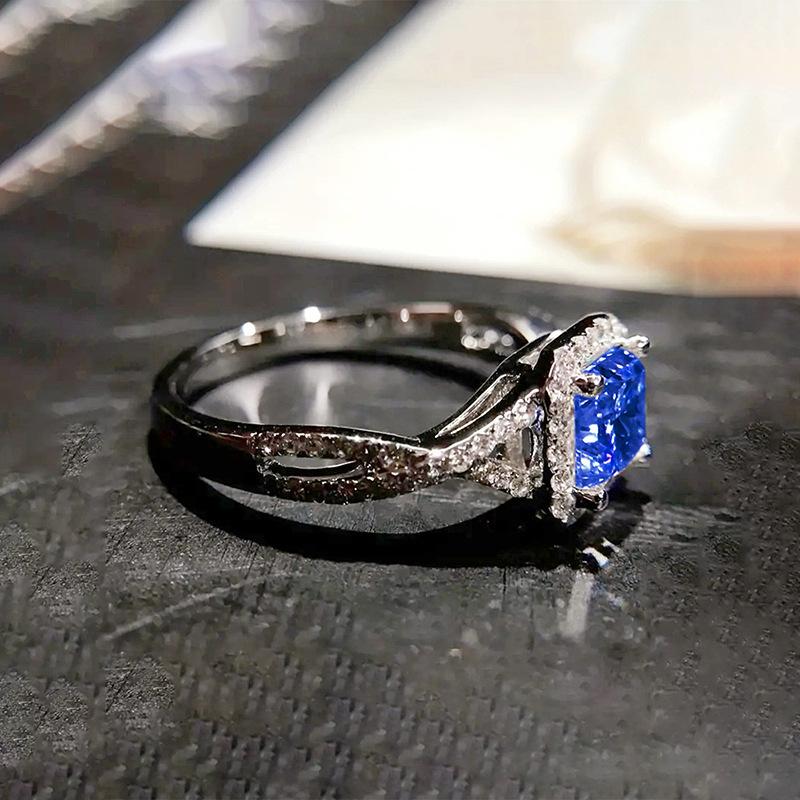 Luxury Cushion Cut Twisted Band CZ Ring for Women | Cross Geometric Stackable Engagement Statement Jewelry