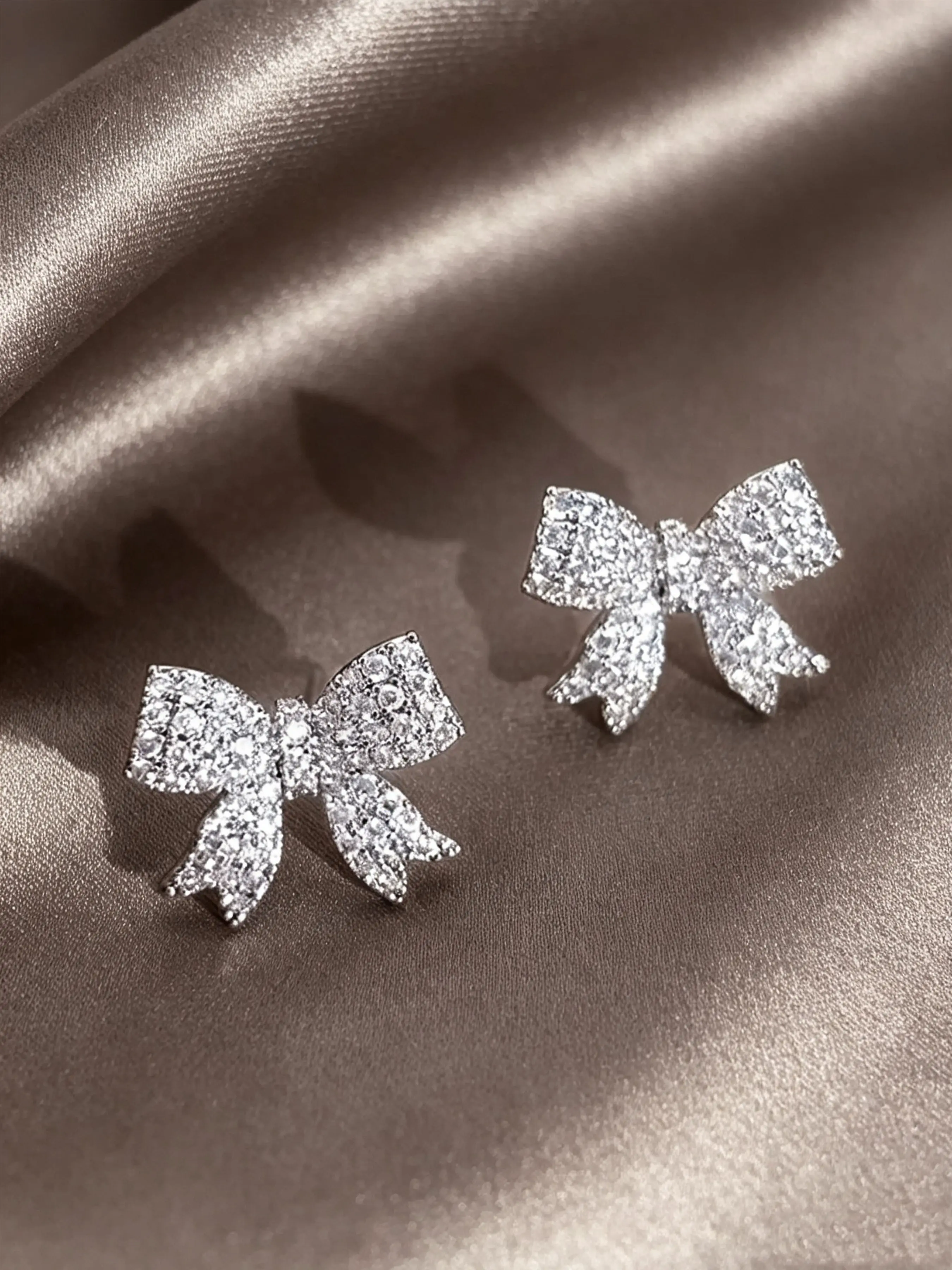 1 Pair Elegant Rhinestone Bowknot Earrings, Luxury Style Versatile Jewelry, Perfect for Holidays, Parties, Birthdays, Valentine's Day, Mother's Day