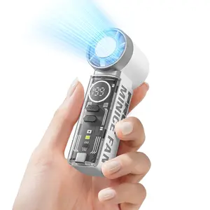 Handheld Mini Fan - 5 Speeds Wind Portable Cooling Fan with LED Display & Flashlight & MoodLight, USB Rechargeable, Pocket-Sized, for Travel, Cruise, Concerts, Makeup, 2026 Summer Gifts for Women