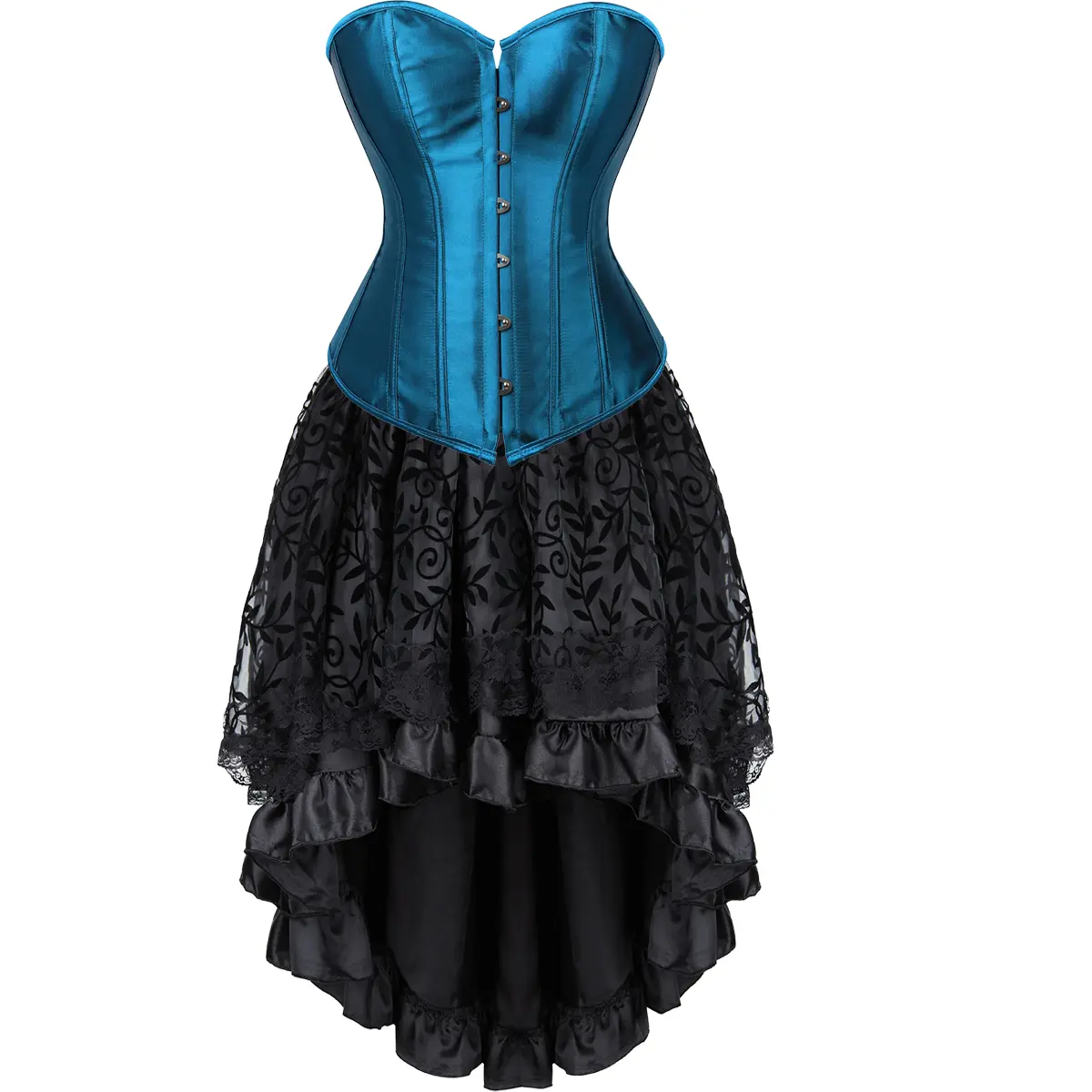 Corset Dress Skirt Plus Size Women Lace Renaissance Medieval Victorian Waist Cincher Bustier Top for Halloween Pirate Cosplay Suitable Themed Events Elegant Cropped Purple Blue Casual Casual Wear