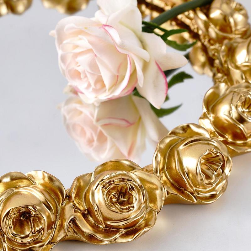 Rose Design Mirror Tray, 1 Count Exquisite Modern Style Desktop Makeup Storage Organizer, Desktop Makeup Organizer for Home Office Dormitory Bathroom, Bathroom Counter Organizer