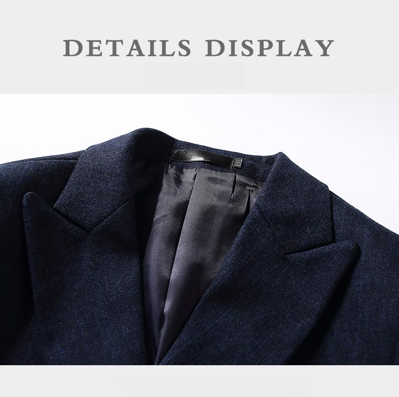 Men's Black Double-Breasted Slim Fit Blazer  Peak Lapel Korean Style Casual Business Suit with Side Vents