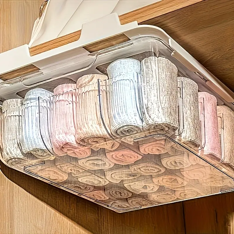 15-Compartment Wall-Mounted Storage Organizer, Space-Saving Plastic Design, Transparent Dividers, Ideal for Underwear, Socks, and More