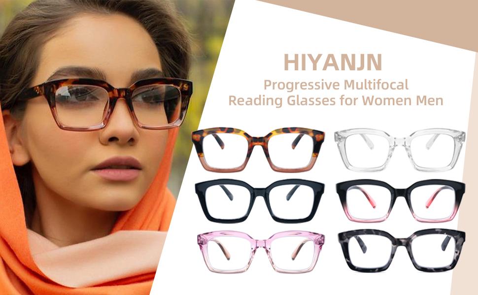 3 Pack Progressive Multifocal Reading Glasses for Women Men Oprah style Blue Light Blocking Spring Hinger Readers 2.00 Transition Eyeglasses Bifoca-Pink Blackpink